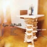 天然杉オンリーのシェルフ付きテーブル/レイヤーテーブル/和風